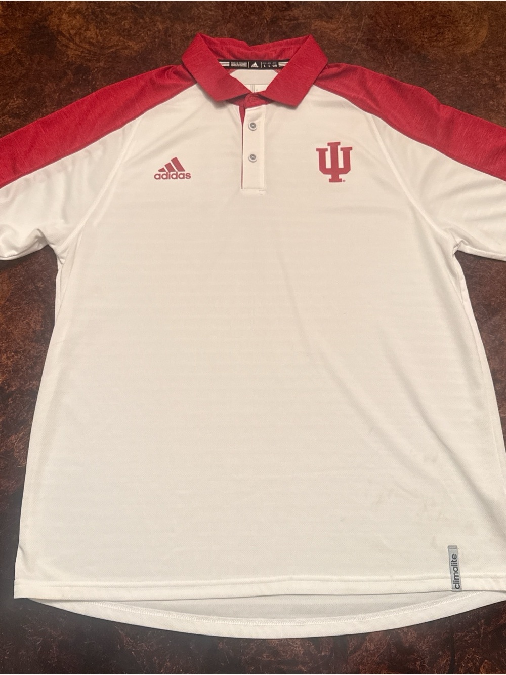 adidas White and Red Indiana University Polo